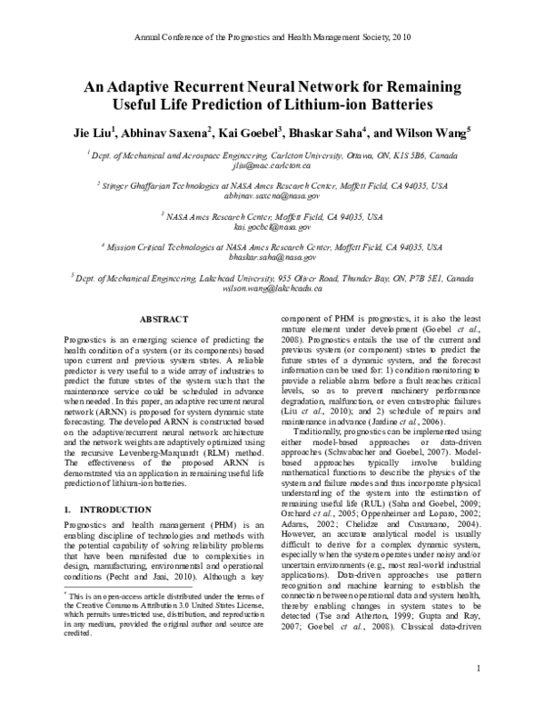 (PDF) An Adaptive Recurrent Neural Network for Remaining Useful Life ...