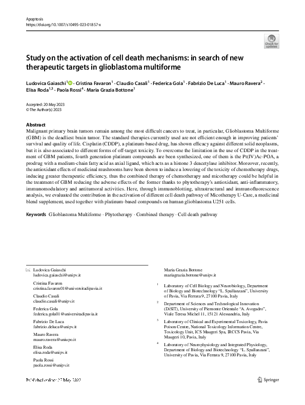 (PDF) Study on the activation of cell death mechanisms: in search of ...
