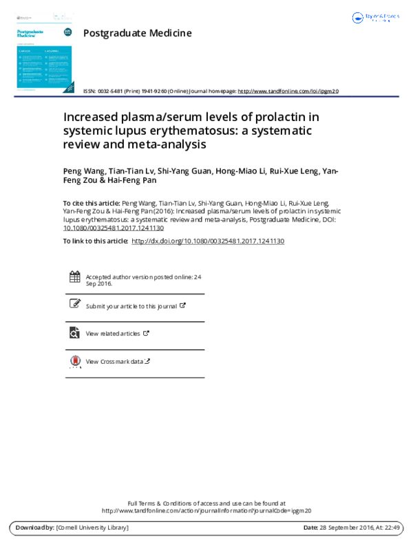 (PDF) Increased plasma/serum levels of prolactin in systemic lupus ...