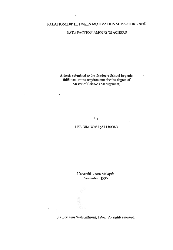 (PDF) Relationship between Motivational Factors and Job Performance of ...