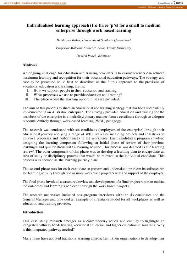 (PDF) Individualised learning approach (the three ‘p’s) for a small to ...