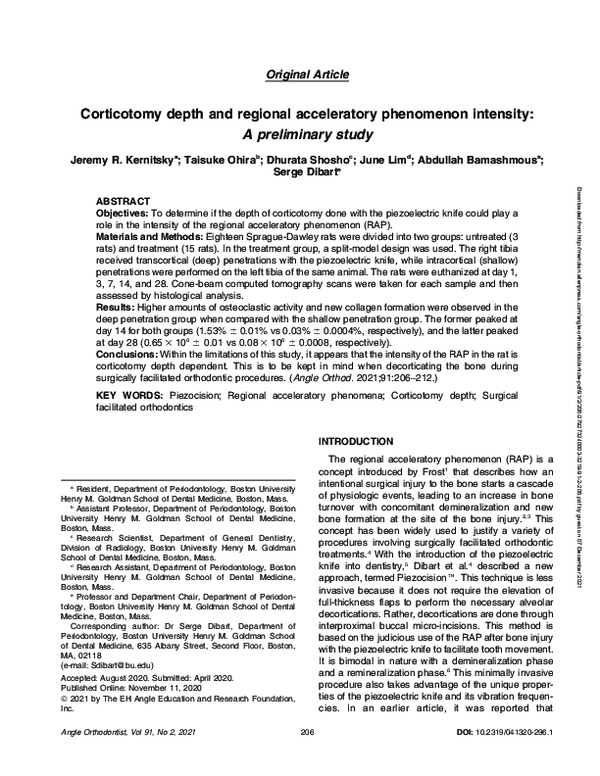 (PDF) Corticotomy depth and regional acceleratory phenomenon intensity