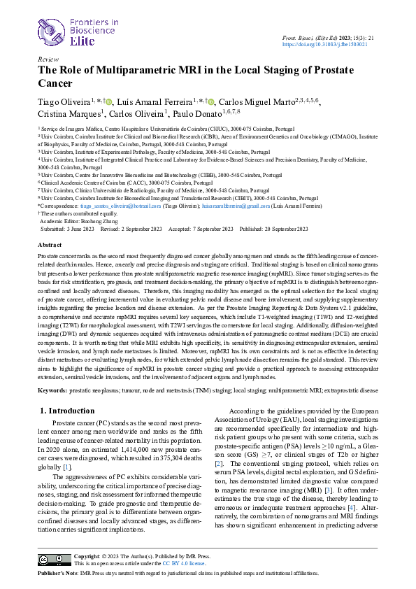 (PDF) The Role of Multiparametric MRI in the Local Staging of Prostate ...