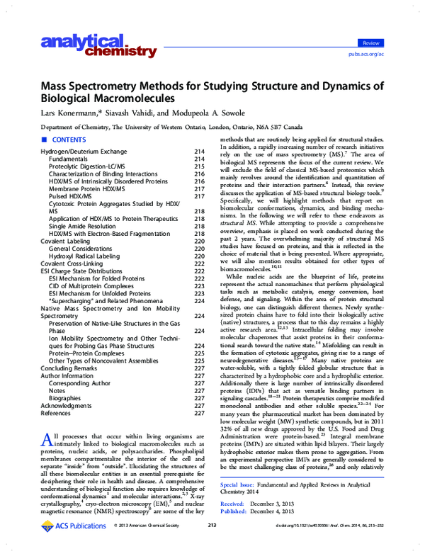 (PDF) Mass Spectrometry Methods for Studying Structure and Dynamics of ...
