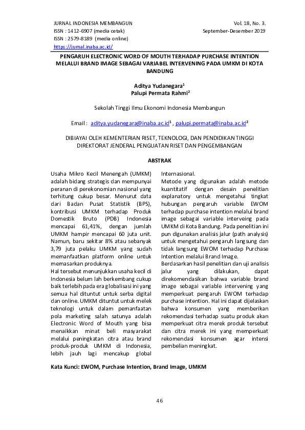(PDF) Pengaruh Electronic Word of Mouth Terhadap Purchase Intention ...
