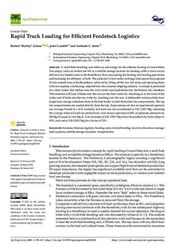 (PDF) Rapid Truck Loading for Efficient Feedstock Logistics