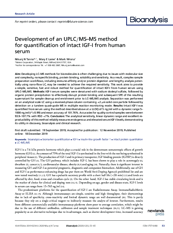 (PDF) Development of a UPLC–MS/MS method for the quantification of ...