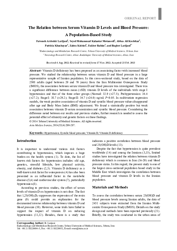 (PDF) ORIGINAL REPORT The Relation between Serum Vitamin D Levels and ...