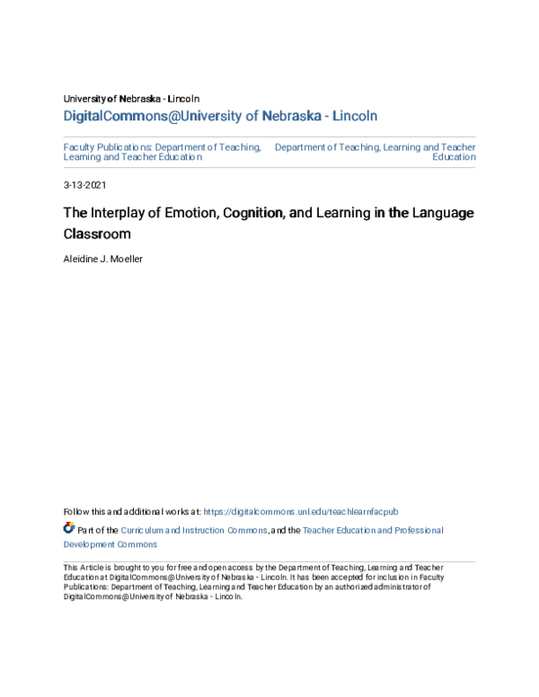 (PDF) The Interplay of Emotion, Cognition, and Learning in the Language ...
