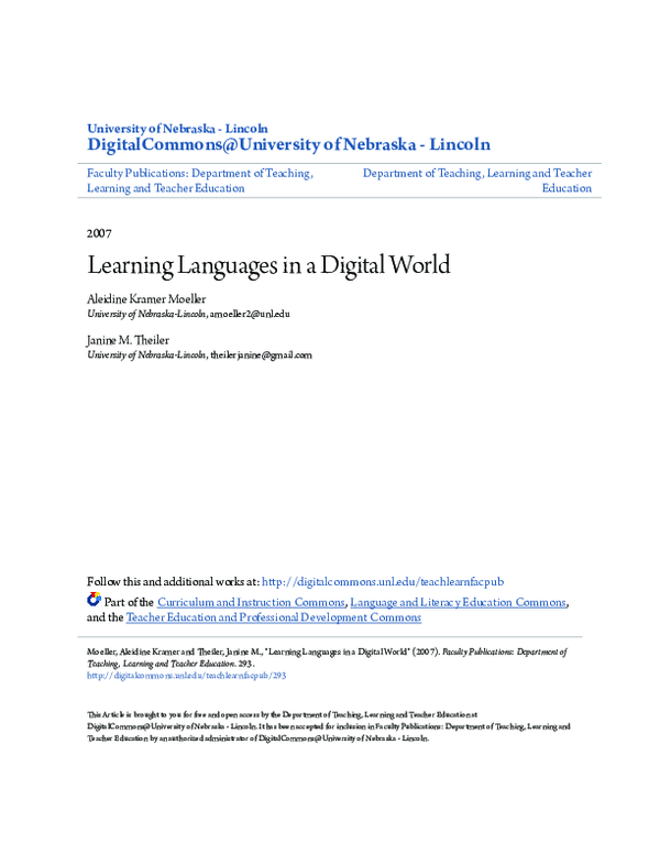 (PDF) Learning Languages in a Digital World