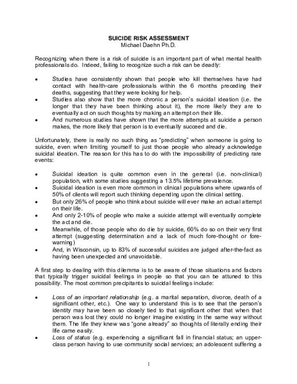 (DOC) SUICIDE RISK ASSESSMENT