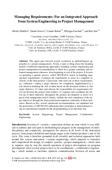 (PDF) Managing Requirements: For an Integrated Approach from System ...