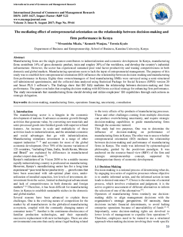 (PDF) The mediating effect of entrepreneurial orientation on the ...