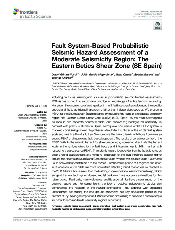 (PDF) Fault System-Based Probabilistic Seismic Hazard Assessment of a ...