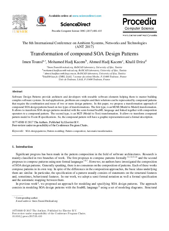 (PDF) Transformation of compound SOA Design Patterns