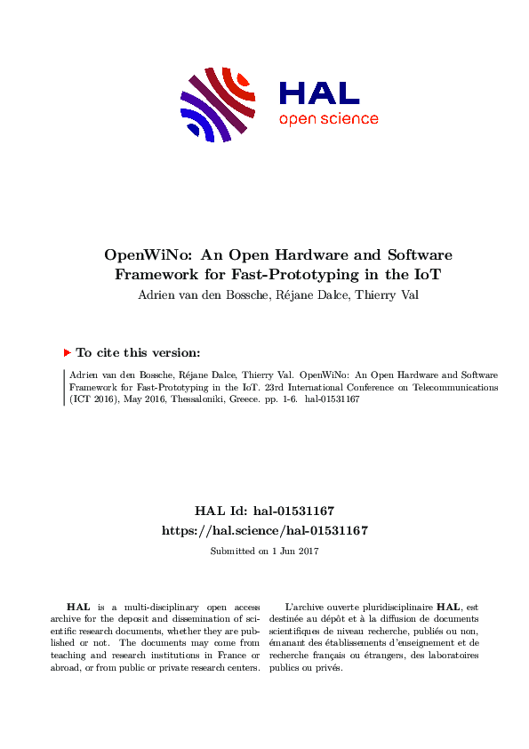 (PDF) OpenWiNo: An open hardware and software framework for fast ...