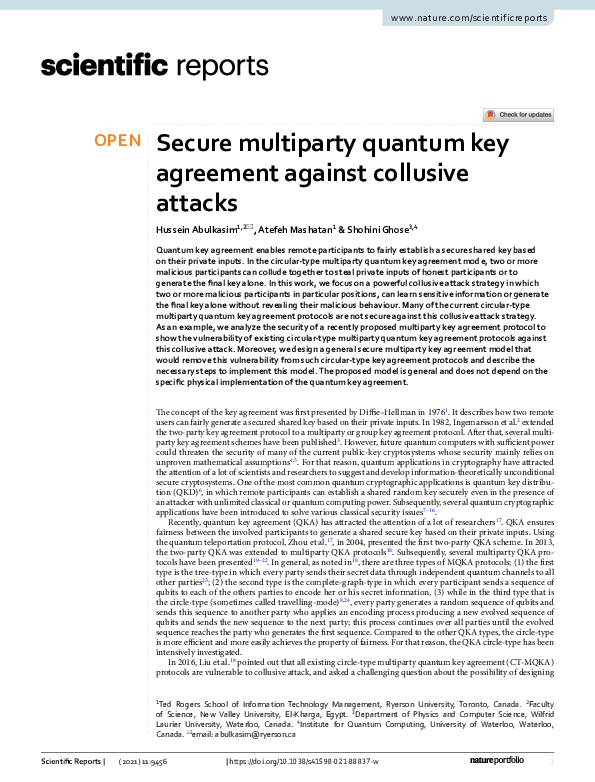 (PDF) Improving the security of quantum key agreement protocols with ...