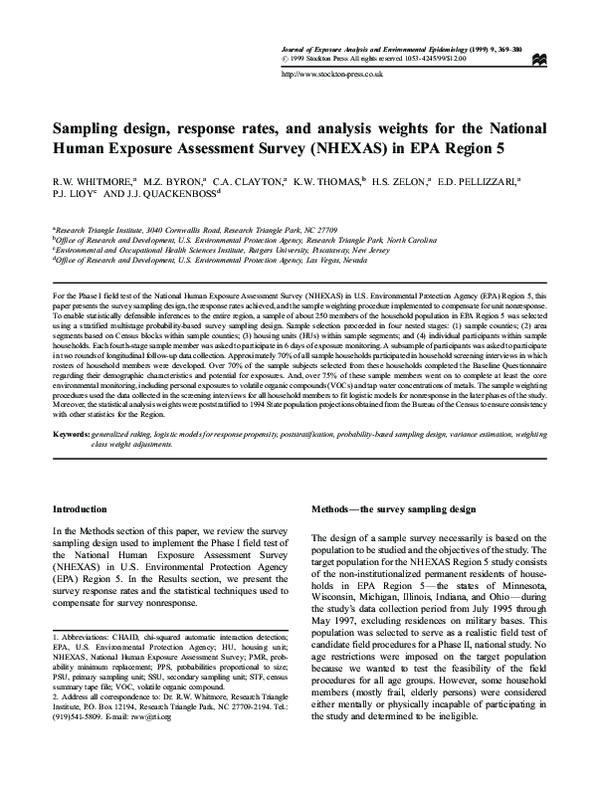 (PDF) Sampling design, response rates, and analysis weights for the ...