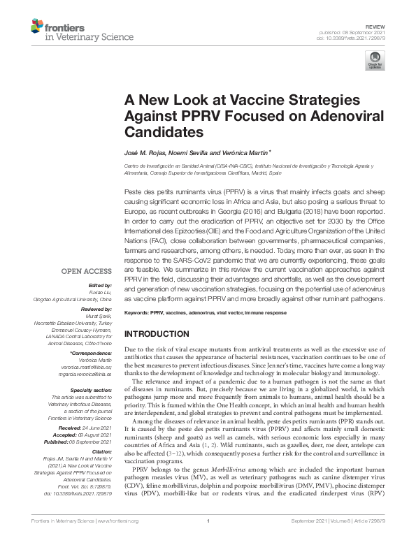 (PDF) A New Look at Vaccine Strategies Against PPRV Focused on ...