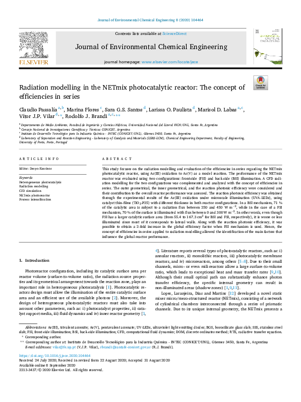 (PDF) Radiation modelling in the NETmix photocatalytic reactor: The ...