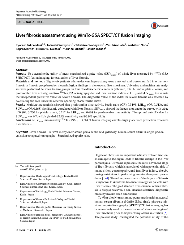(PDF) Liver fibrosis assessment using 99mTc-GSA SPECT/CT fusion imaging