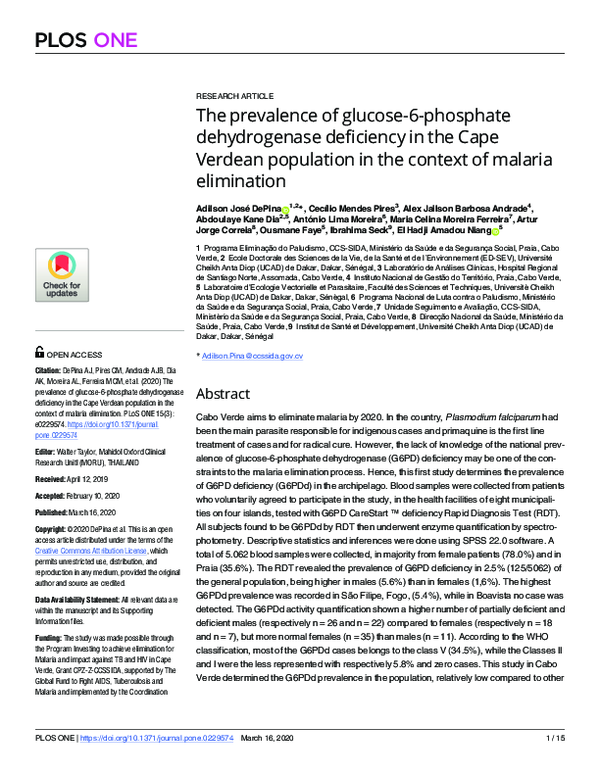 (PDF) The prevalence of glucose-6-phosphate dehydrogenase deficiency in ...
