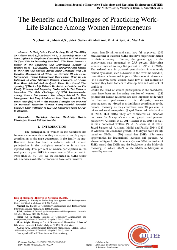 (PDF) The Benefits and Challenges of Practicing Work-Life Balance Among ...