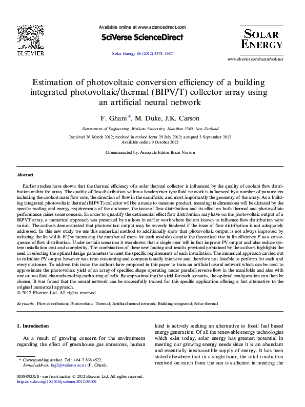 (PDF) Estimation of photovoltaic conversion efficiency of a building ...