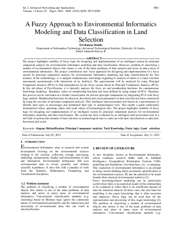 (PDF) A Fuzzy Approach to Environmental Informatics Modeling and Data ...