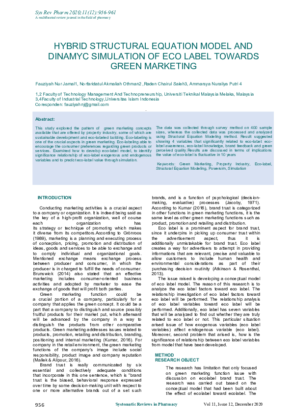 (PDF) Hybrid Structural Equation Model and Dinamyc Simulation of Eco ...