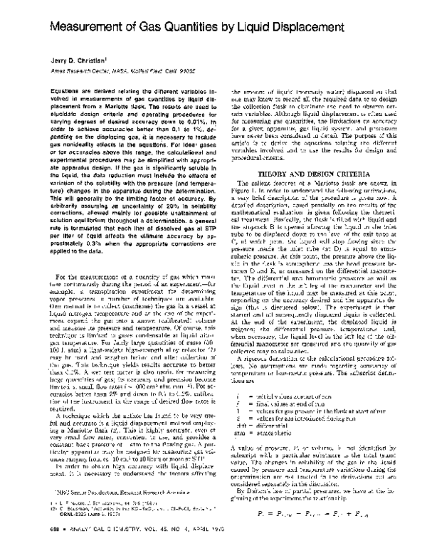 (PDF) Measurement of gas quantities by liquid displacement