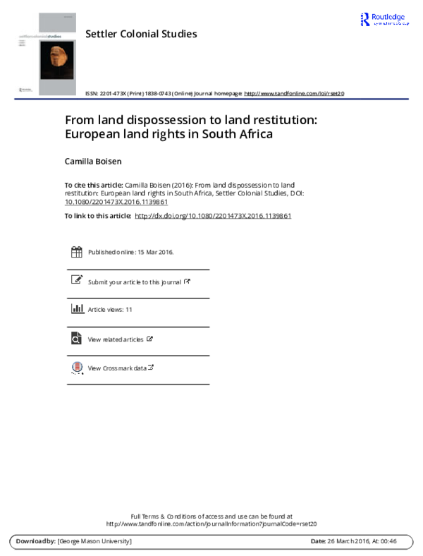 (PDF) From land dispossession to land restitution: European land rights ...