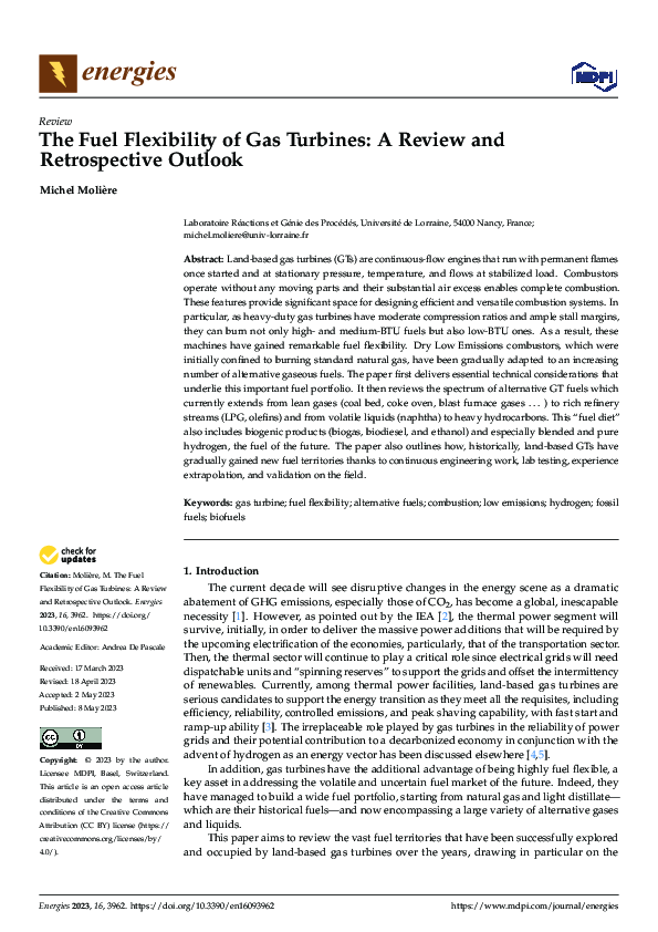 (PDF) The Fuel Flexibility of Gas Turbines: A Review and Retrospective ...
