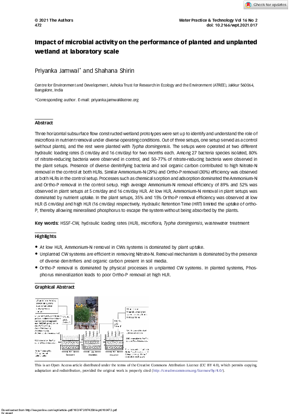 (PDF) Impact of microbial activity on the performance of planted and ...