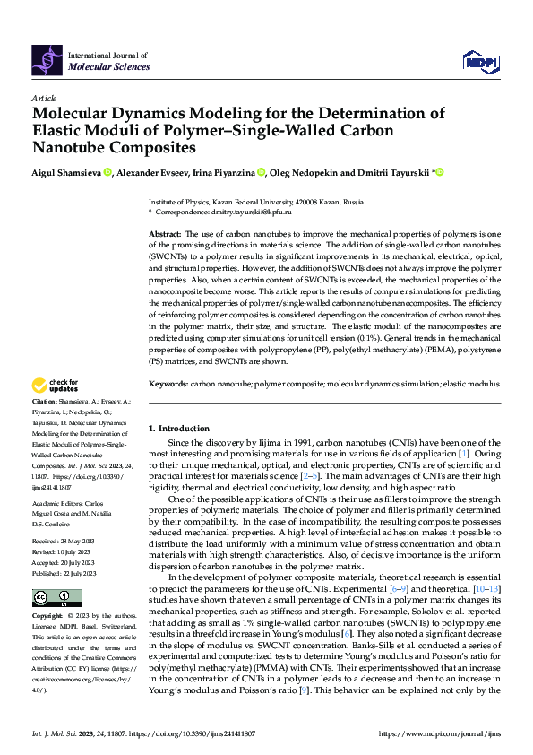 (PDF) Molecular Dynamics Modeling for the Determination of Elastic ...