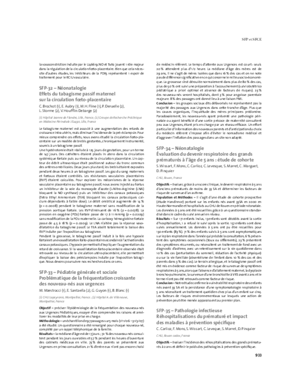 SFP-34 – Néonatalogie – Évaluation du devenir respiratoire des grands prématurés à l’âge de 5 ans : étude de cohorte
