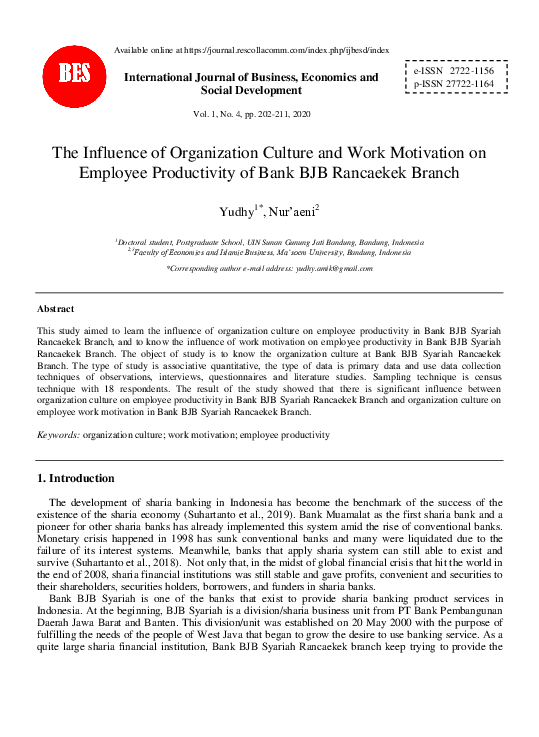 (PDF) The Influence of Organization Culture and Work Motivation on ...