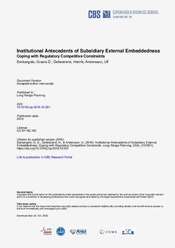 (PDF) Institutional antecedents of subsidiary external embeddedness ...