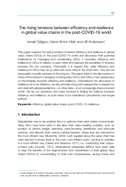 (PDF) The rising tensions between efficiency and resilience in global ...