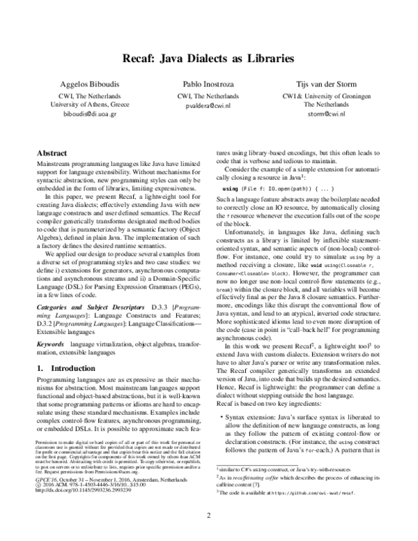 (PDF) Recaf: Java dialects as libraries