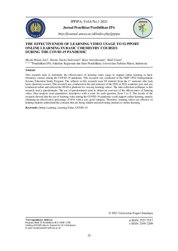 (PDF) The Effectiveness of Learning Video Usage to Support Online ...