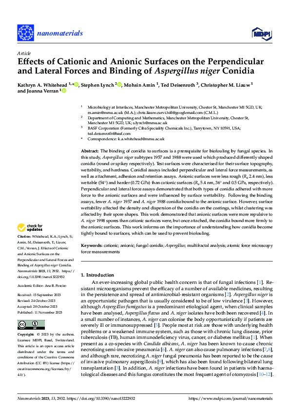 (PDF) Effects of Cationic and Anionic Surfaces on the Perpendicular and ...