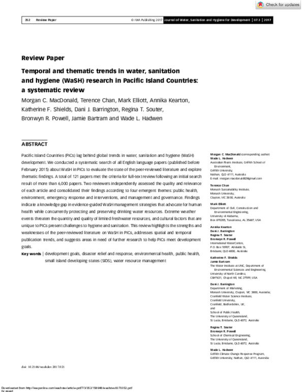(PDF) Temporal and thematic trends in water, sanitation and hygiene ...