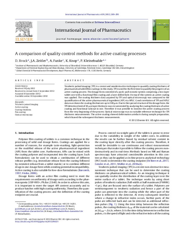 (PDF) A comparison of quality control methods for active coating processes