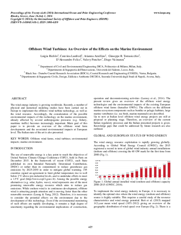 (PDF) Offshore wind turbines: an overview of the effects on the marine ...
