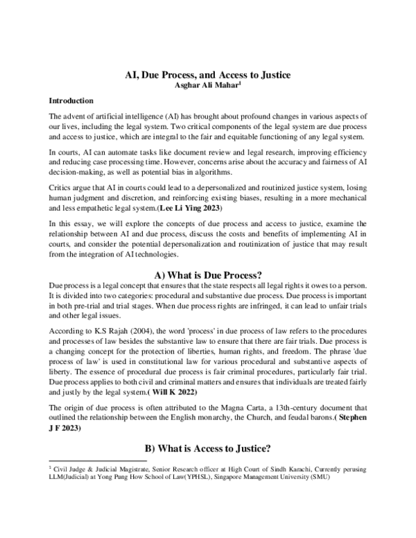 (PDF) AI, Due Process, and Access to Justice