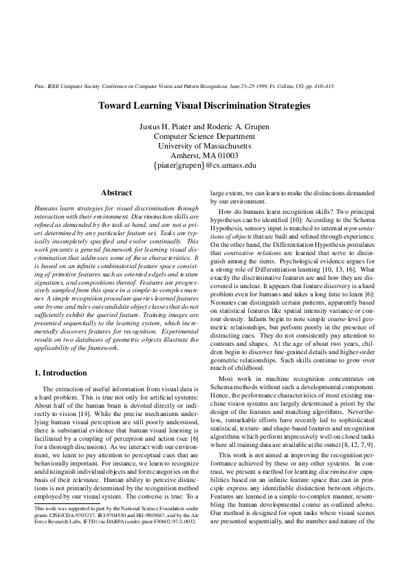 (PDF) Toward learning visual discrimination strategies