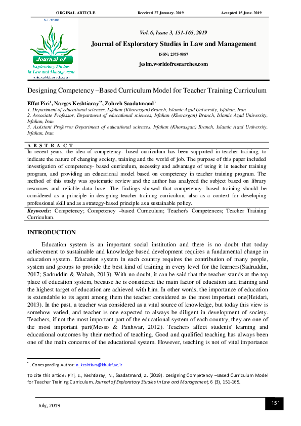 (PDF) Designing Competency –Based Curriculum Model for Teacher Training ...