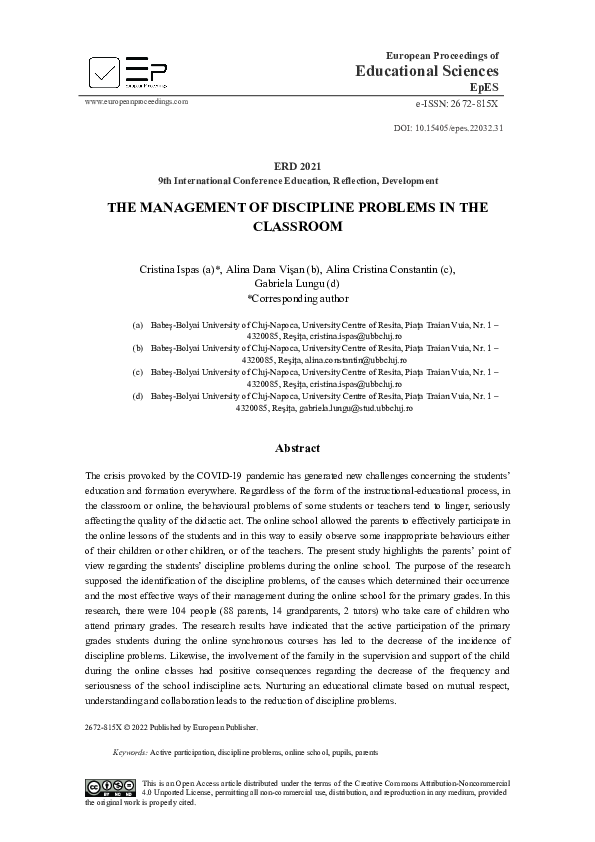 Discipline Problems In The Classroom
