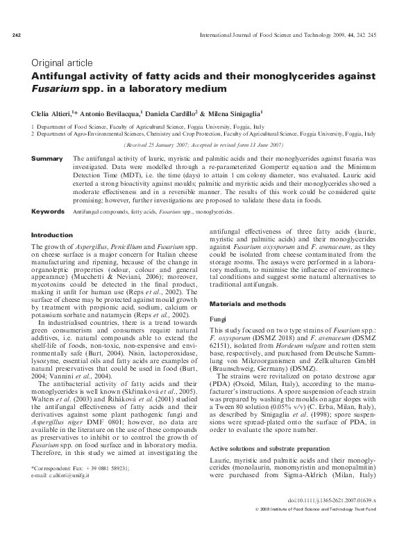 (PDF) Antifungal activity of fatty acids and their monoglycerides ...